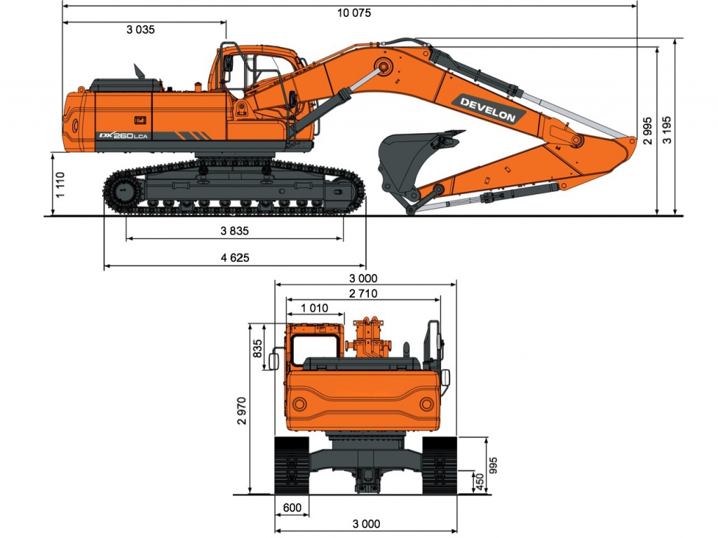 Схема Гусеничный экскаватор Develon (Doosan) DX260LC-7M